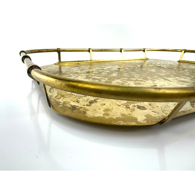 Brass Vintage Colony Metals Brass Gallery Tray, Mid-Century Modern Serving Tray With Patina For Sale - Image 8 of 14