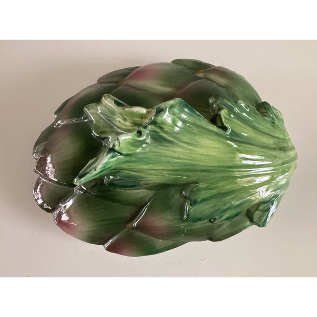 Green Large Ceramic Artichoke Shape Covered Casserole Dish or Soup Tureen For Sale - Image 8 of 10