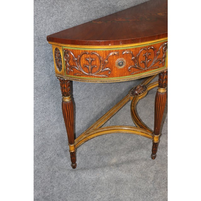 Wood 1920's Adams Style Paint Decorated Server Console Table Demilune Sideboard For Sale - Image 7 of 13