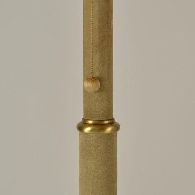 Leather and Parchment Floor Lamp, 1960s For Sale - Image 10 of 13