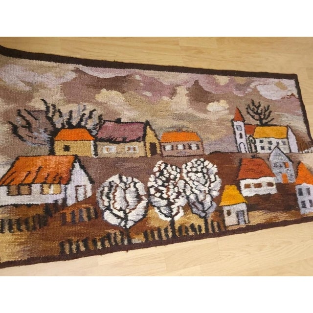 Mid-Century Modern Handwoven Polish Tapestry Wall Rug, 1970s, in Flawless conditions. Designed 1970 to 1979 This piece has...