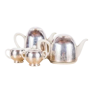 Antique Bauhaus Hutschenreuther Selb Silver-Clad Tea and Coffee Set- 4 Pieces