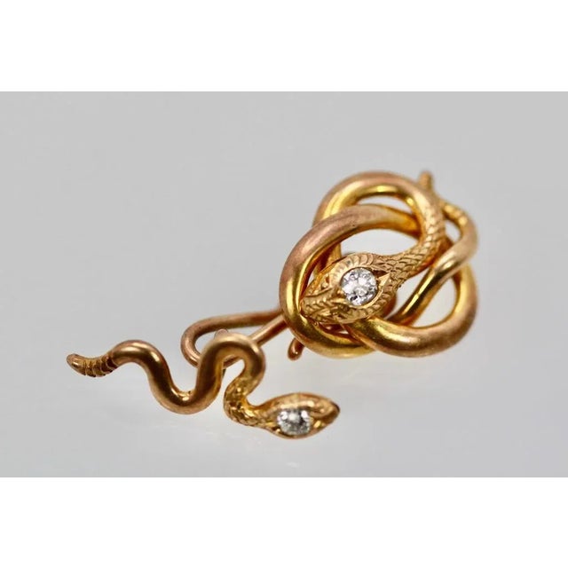 1950s Snake Serpent 14k Yellow Gold Cufflinks - 2 Pieces For Sale - Image 9 of 10
