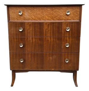 Mid-Century Tallboy Chest of Drawers in Walnut and Maple, 1950s