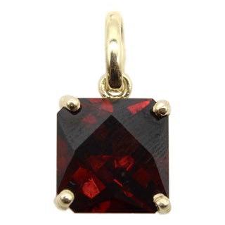 14k Gold Mounted Fancy Cut Tanzanian Garnet Pendant For Sale