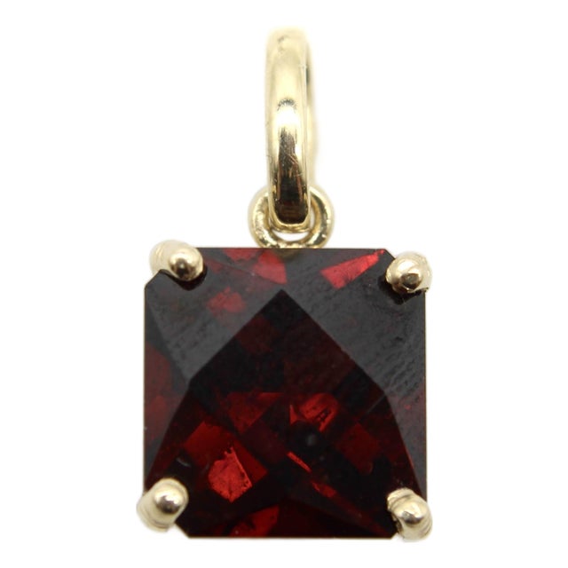 14k Gold Mounted Fancy Cut Tanzanian Garnet Pendant For Sale