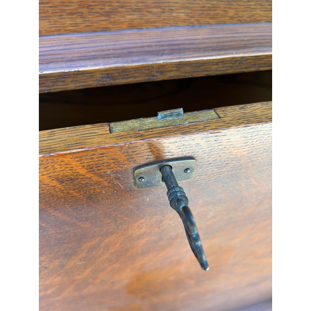Mission Oak Art & Crafts Drop Leaf Desk Secretary With Pair Stained Glass Lamps For Sale - Image 14 of 14