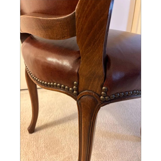 Elegant Late 20th Century Gabriel Victor Leather Upholstered Side Chair With Nailhead Trim For Sale In Los Angeles - Image 6 of 12