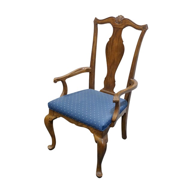 DREXEL HERITAGE Solid Walnut Early American Traditional Dining Arm Chair 186-810 43" High 25" Wide 25.5" Deep Seat: 19"...