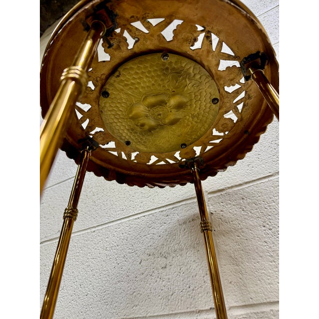 Vintage Hollywood Regency Chinoiserie Style Brass Plant Stand Accent Table For Sale - Image 12 of 12