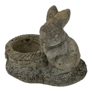 Garden Tabletop Planter of Rabbit and Basket For Sale