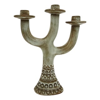 Large Ceramic Sculptural Candleholder by Huguette Bessone Vallauris for Vallauris, 1950s For Sale