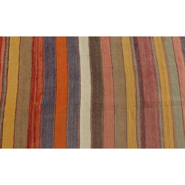 Vintage Striped Turkish Kilim in Multi Colors 6' 6 X 10' 7 For Sale In Atlanta - Image 6 of 11