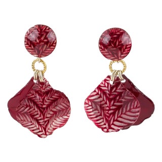 Francoise Montague Paris Earrings Dangle Burgundy Petals For Sale