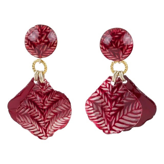 Francoise Montague Paris Earrings Dangle Burgundy Petals For Sale