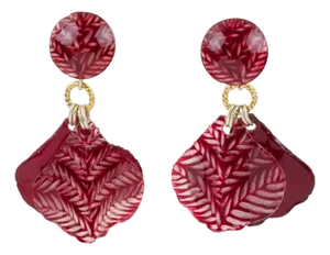 Francoise Montague Paris Earrings Dangle Burgundy Petals