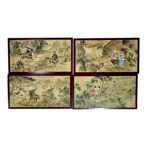 Chinese Paintings in Rosewood Frames, Set of Four