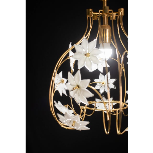 Vintage Murano Chandelier White Flowers, 1970 For Sale - Image 12 of 12