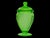 Rare Anchor Hocking Cameo, also known as Ballerina or Dancing Girl, footed covered candy jar in luminous green uranium...