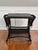 Antique Bar Harbor wicker table with side pockets and lower shelf in deep espresso brown, circa 1915. Unique table...
