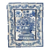 Antique 18th Century Portuguese Blue & White Abundance Basket Tile Panel For Sale