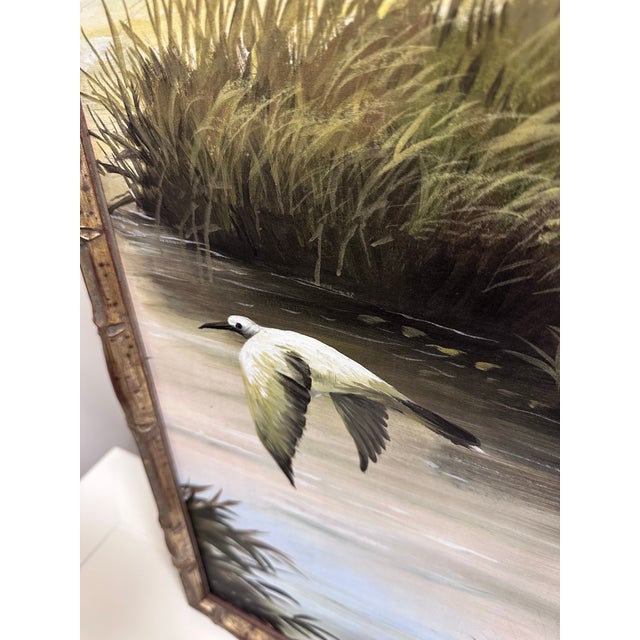 2020s Tall Framed Lowcountry Marsh Landscape Panel, Scenic Mural Style, 60” Vertical Panel For Sale - Image 5 of 7
