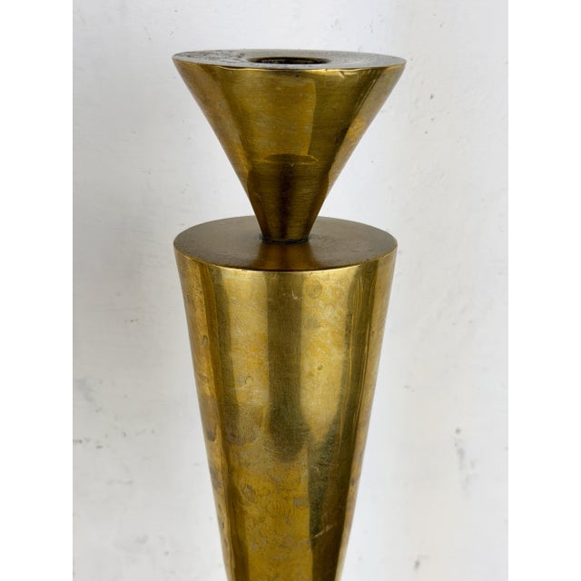 Mid-Century Modern Italian Brass Candlesticks, 1950s, Set of 2 For Sale - Image 10 of 16