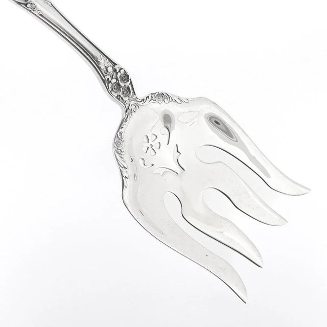 Gorham Buttercup Pattern Sterling Silver Large Pierced Fish Serving Fork For Sale - Image 9 of 9