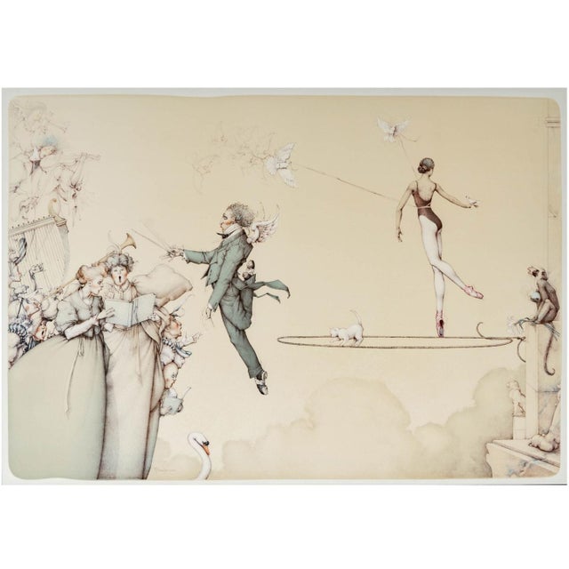 1991 Michael Parkes "Concerti Vivaldi" Artist Hand Signed and Numbered Limited Edition 117/270 Framed and Matted Stone Lithograph For Sale - Image 4 of 9