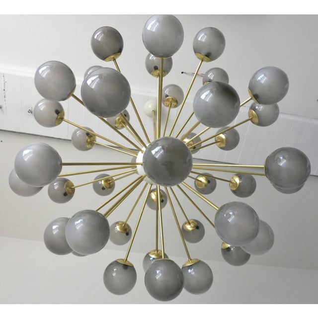 Fabio Ltd 21st Century Nova Polished Brass Glossy Gray Murano Sputnik Chandelier by Fabio LTD For Sale - Image 4 of 7