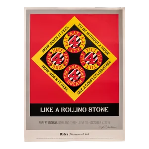 2016 American Exhibition Poster - Robert Indiana, Now and Then - Bates, Museum of Art (Signed, Numbered, Limited Edition Lithograph)