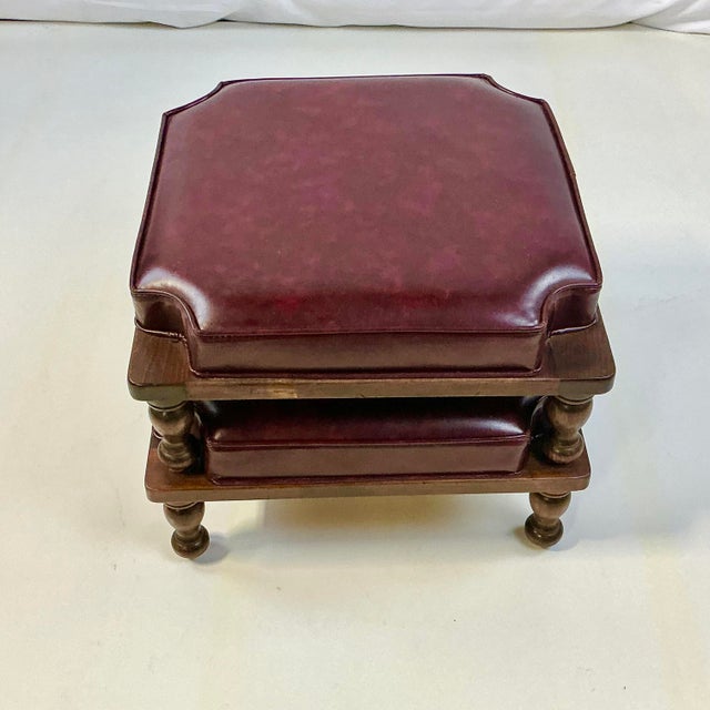 Ethan Allen Mid-Century Boho Chic Arts & Crafts Stacking Footstools - A Pair, Ethan Allen Attributed. For Sale - Image 4 of 9