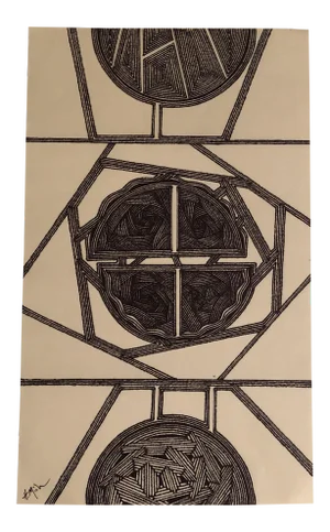 Original Ink Drawing Abstract by Outsider Mitch Michener