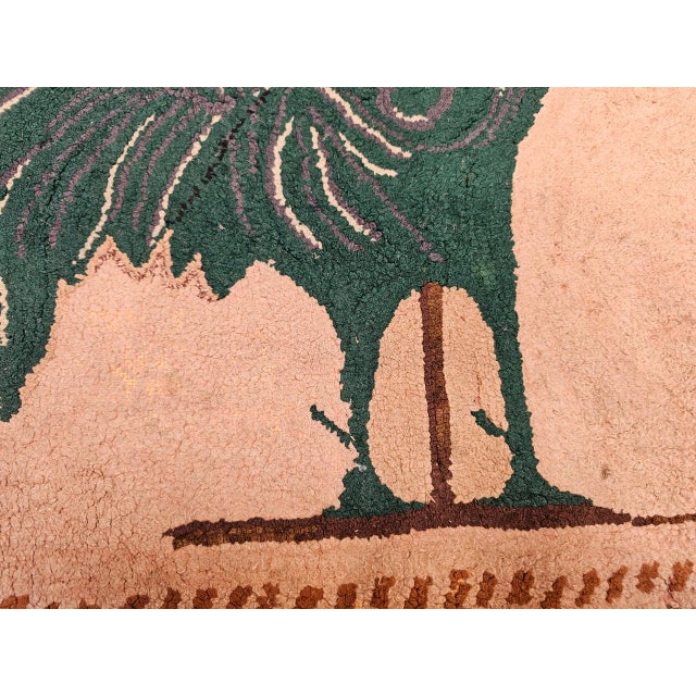 Vintage American Hand Hooked Rug, Wool & Cotton, Standing Rooster Design, 2x3 For Sale - Image 13 of 14
