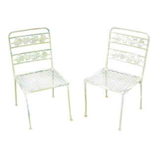 Vintage Iron Square Garden Table with 2 Chairs For Sale