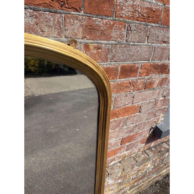 W: 127cm (50")h: 132cm (52")d: 5cm (2") a wonderful large antique english 19th century carved wood & gesso arched top gilt...