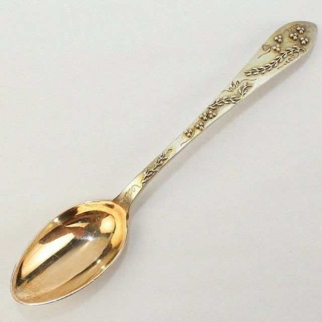 Tiffany & Co Gilt Sterling Silver Coffee Spoon w Applied Berries and Leaves For Sale In Philadelphia - Image 6 of 6