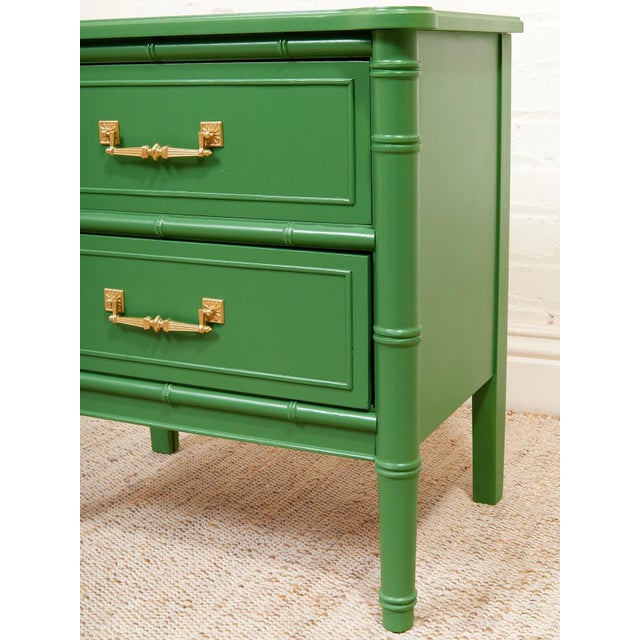 Mid 20th Century Mid 20th Century Emerald Faux Bamboo Nightstand For Sale - Image 5 of 12