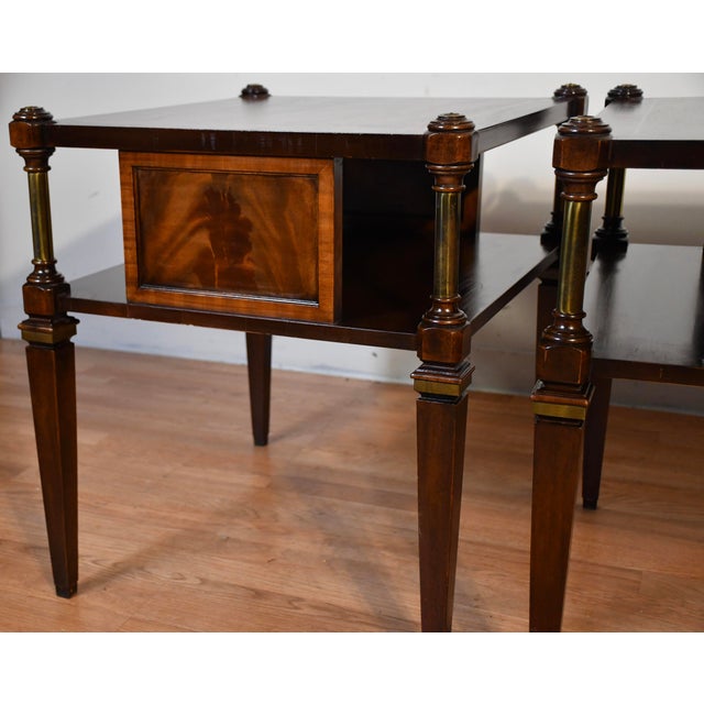 1930 English Regency Flame Mahogany Side Accent Tables For Sale - Image 9 of 13