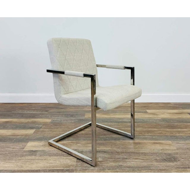 6 Modern chairs from Sunpan. This neutral color will add elegance to your dining room. The silver adds sophistication....