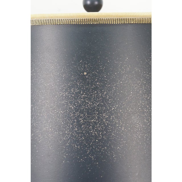 Mid 20th Century Empire Brass Mantel Trophy Urn Table Lamp Black Shade 31" For Sale - Image 12 of 14