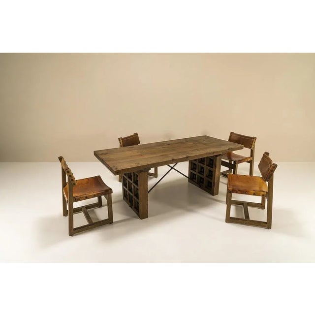 Biosca Dining Table with Geometric Patterns in Pine, Spain, 1960s For Sale - Image 5 of 13