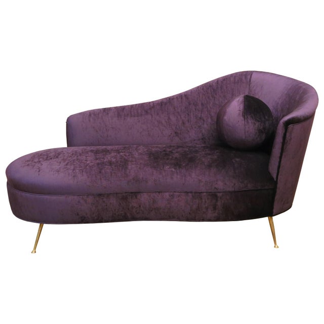 Metal Mid-Century Italian Daybed Newly Reupholstered in Purple Velvet For Sale - Image 7 of 7