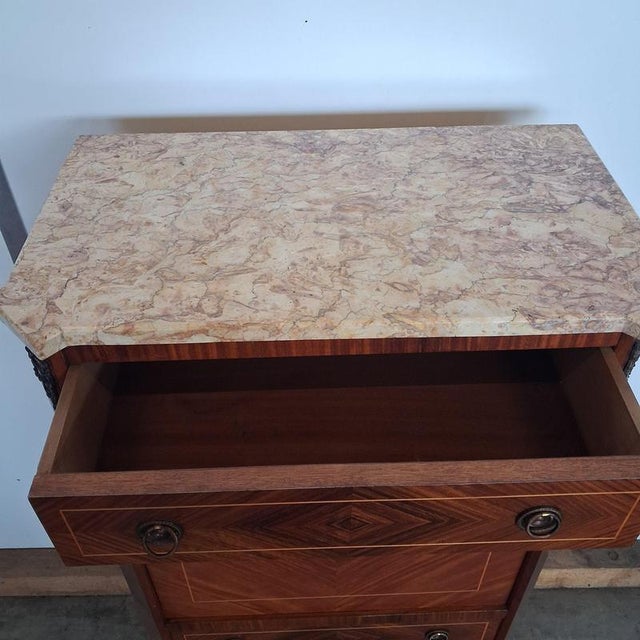 Louis Philippe Style Rosewood Veneer Secretaire with Marble Top, France For Sale - Image 11 of 17