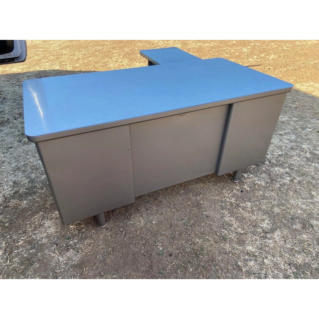 1970s Steelcase Vintage Mid Century Modern Executive Desk With Return - Set of 2 For Sale - Image 11 of 13