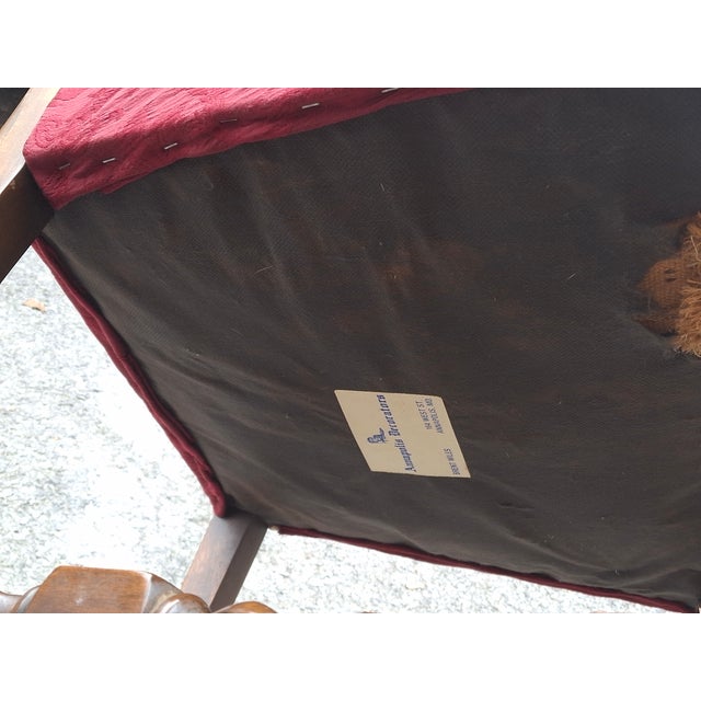 Early 20th C. Jacobean Style Barley Twist Oak, Cane & Upholstered Seat Armchair For Sale - Image 9 of 9