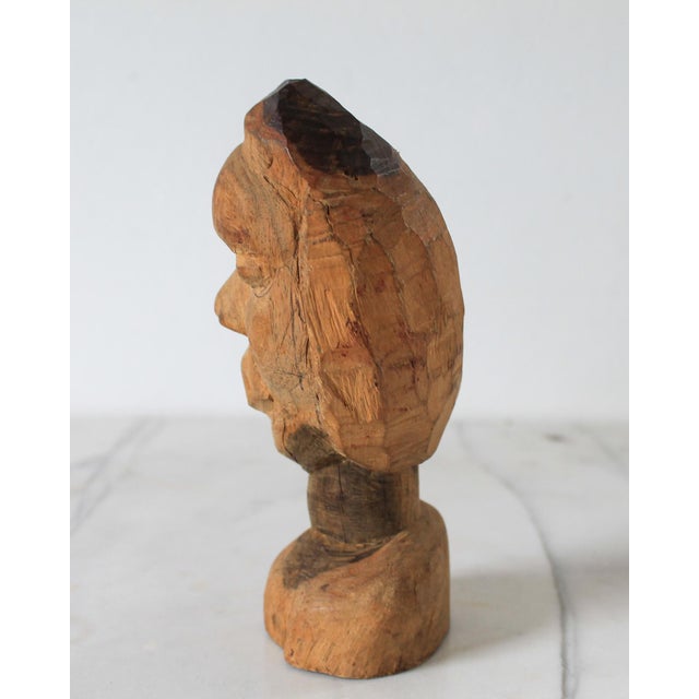 Vintage Hand Carved African Wood Bust For Sale In Milwaukee - Image 6 of 11