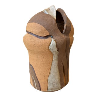 Vintage 1997 Signed Terracotta Pierced & Sgraffito Vessel For Sale