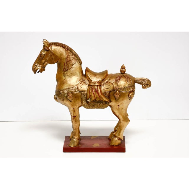 Pair of Chinese Tang Dynasty Style Gilt Horse Sculptures Chairish