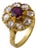 19th Century Victorian Gia 1.50 Carat Ruby Diamond 18k Yellow Gold Cluster Ring, Size 7.75 For Sale